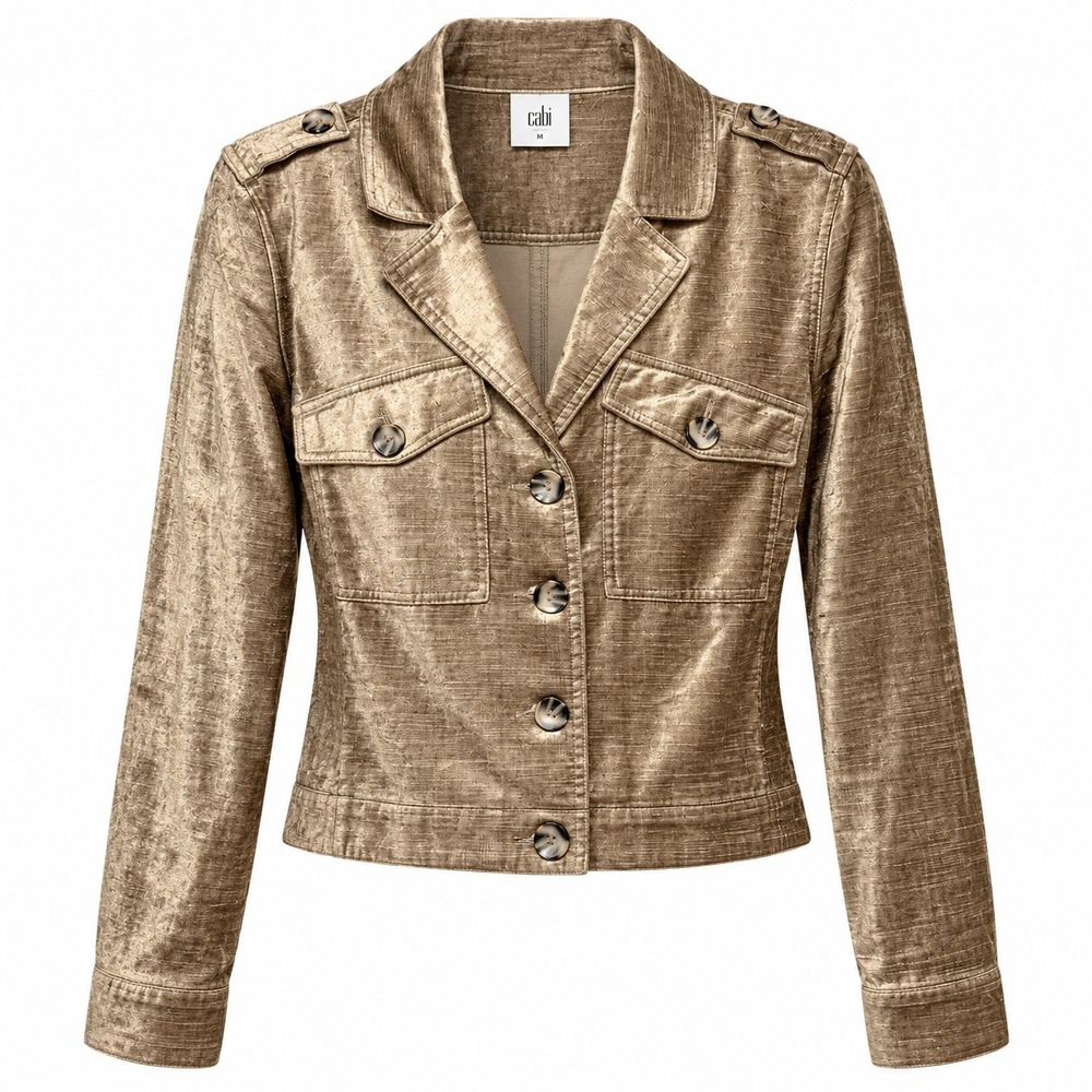 Cabi Quiet Luxury Velvet Military Jacket Womens Medium Indie Sleaze Steampunk